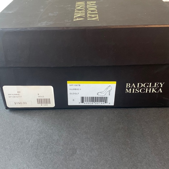 Badgley Mischka Gold Peep-Toe Evening Pumps - Picture 7 of 11